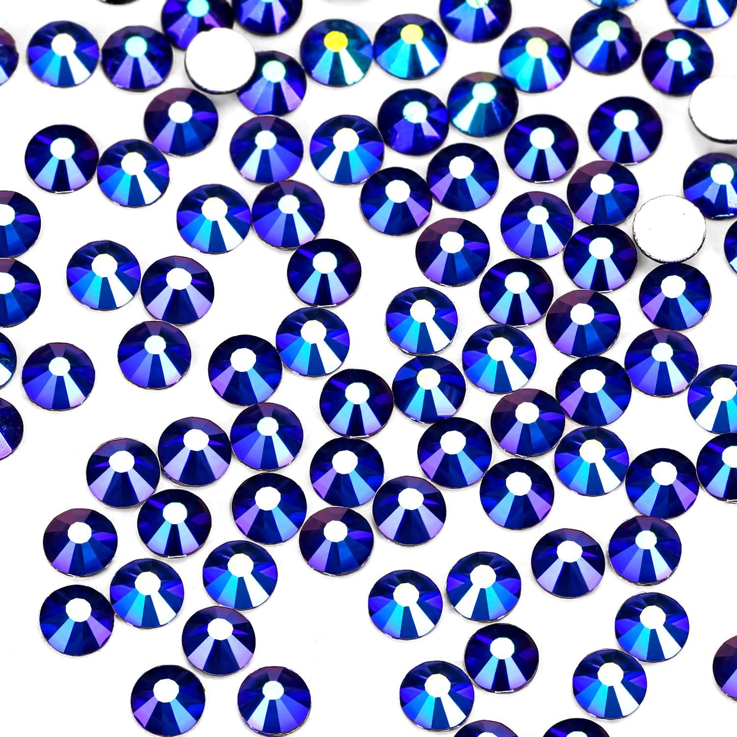 1440Pcs Jet Ab Crystal Rhinestones,Glass Flatback Rhinestones Small Gemstones for Nail Face Makeup Art Crafts Clothes Decoration -(SS8,2.4mm,Jet Ab)