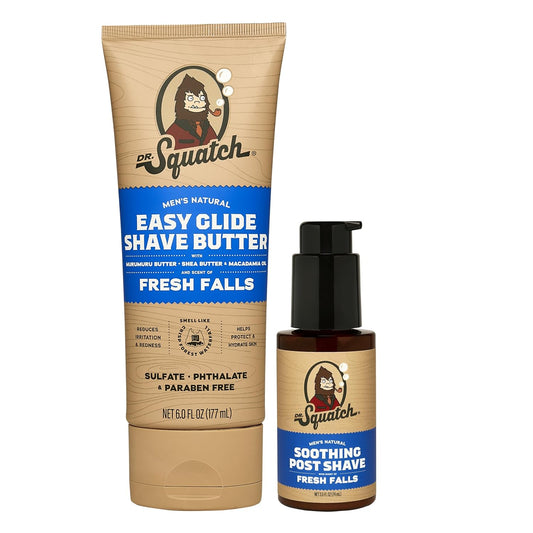 Dr. Squatch Fresh Falls Smooth Shave Bundle - Easy Glide Butter + Soothing Post Shave - Natural Ingredients - Manly Fragrance - Moisturizing