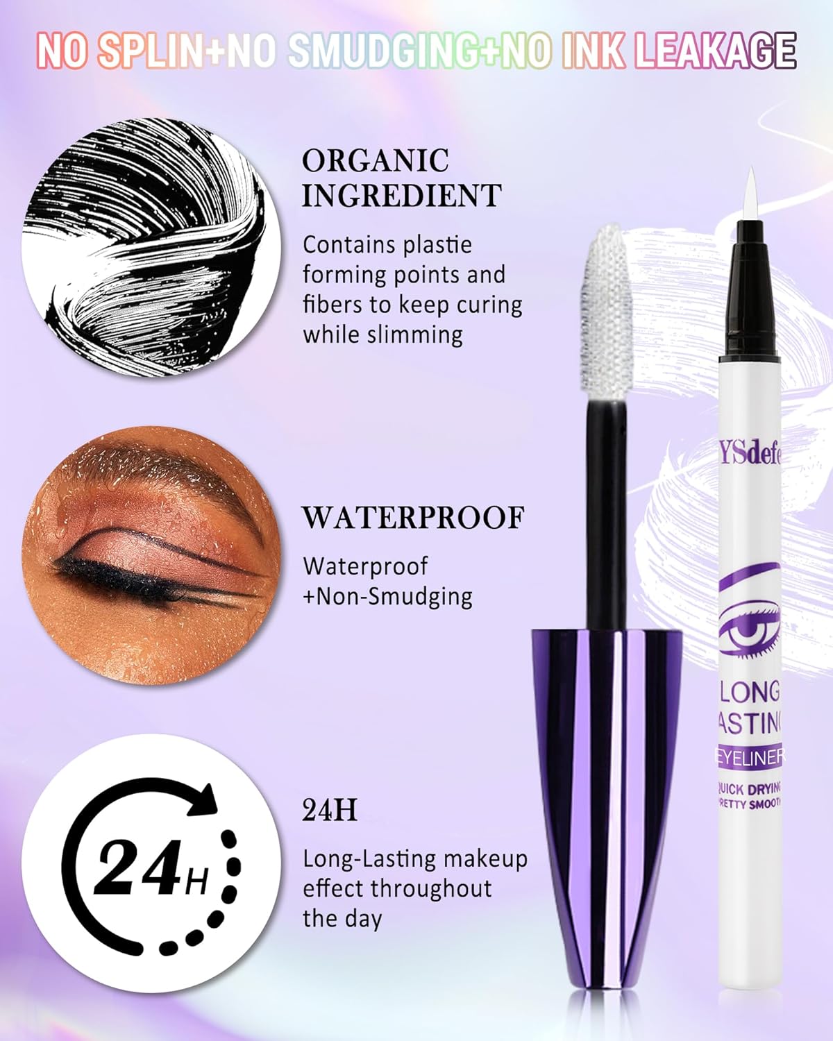 Green Mascara Liquid Eyeliner Set, Update Longlasting Waterproof Color Eye Liner Pen, 5D Silk Fiber Colored Mascara Volume and Length, Halloween Party Stage Use Eye Makeup Gift Kit for Women Girl-06