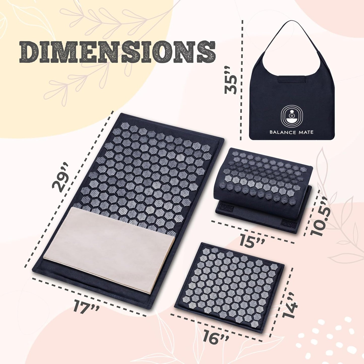 Acupressure Mat & Pillow – Pain Relief and Relaxation Kit for Back, Neck, and Sleep, Suitable for Yoga, Meditation, or Daily Use (Deep Black).