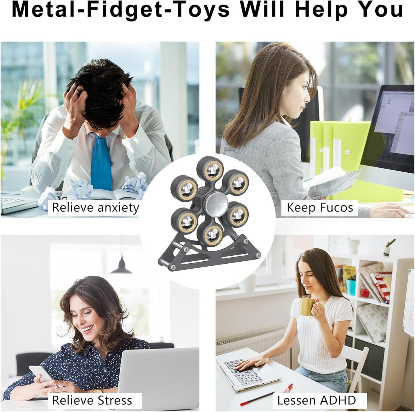 Desk-Fidget-Toys for Ferris-Wheels-Spinner: 4mins Metal Kinetic-Spinner Cool-Gadgets for Office Home School Christmas, EDC-Toy ADHD Tools Cool-Stuff Stress Relief Gift for Kid Children Teen Adult