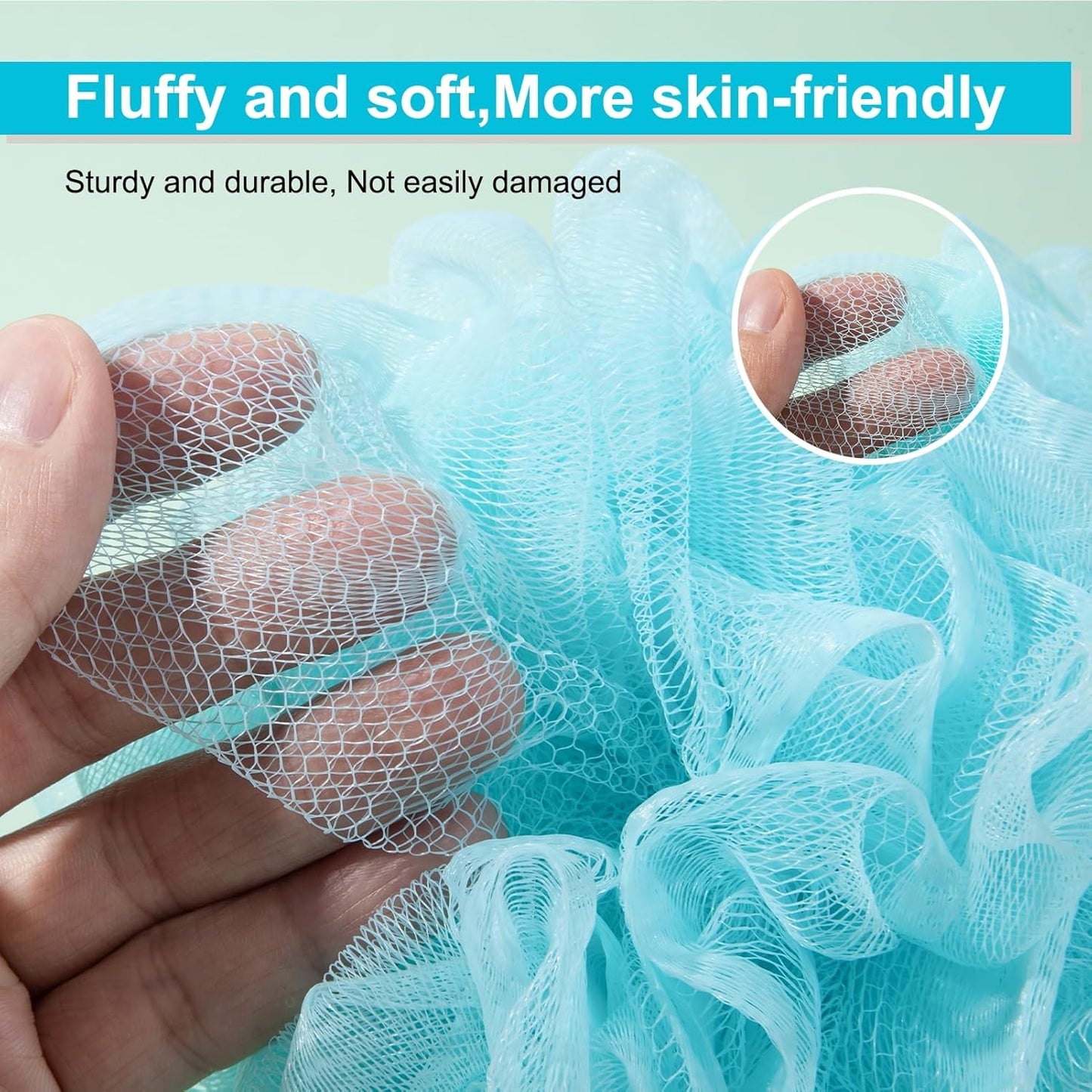 Loofah for Women 75g 4 Pack, Bath Sponge Soft Mesh Shower Puff Loofah Sponge, Exfoliating Body Scrubber, lufas for Women, Shower Accessories (Blue)