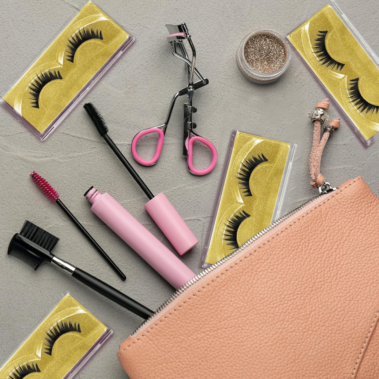 Empty Lash Boxes, 30 Pack Customizable False Eyelash Packaging Cases Bulk Storage Containers, Premium Display and Protection (Gold)