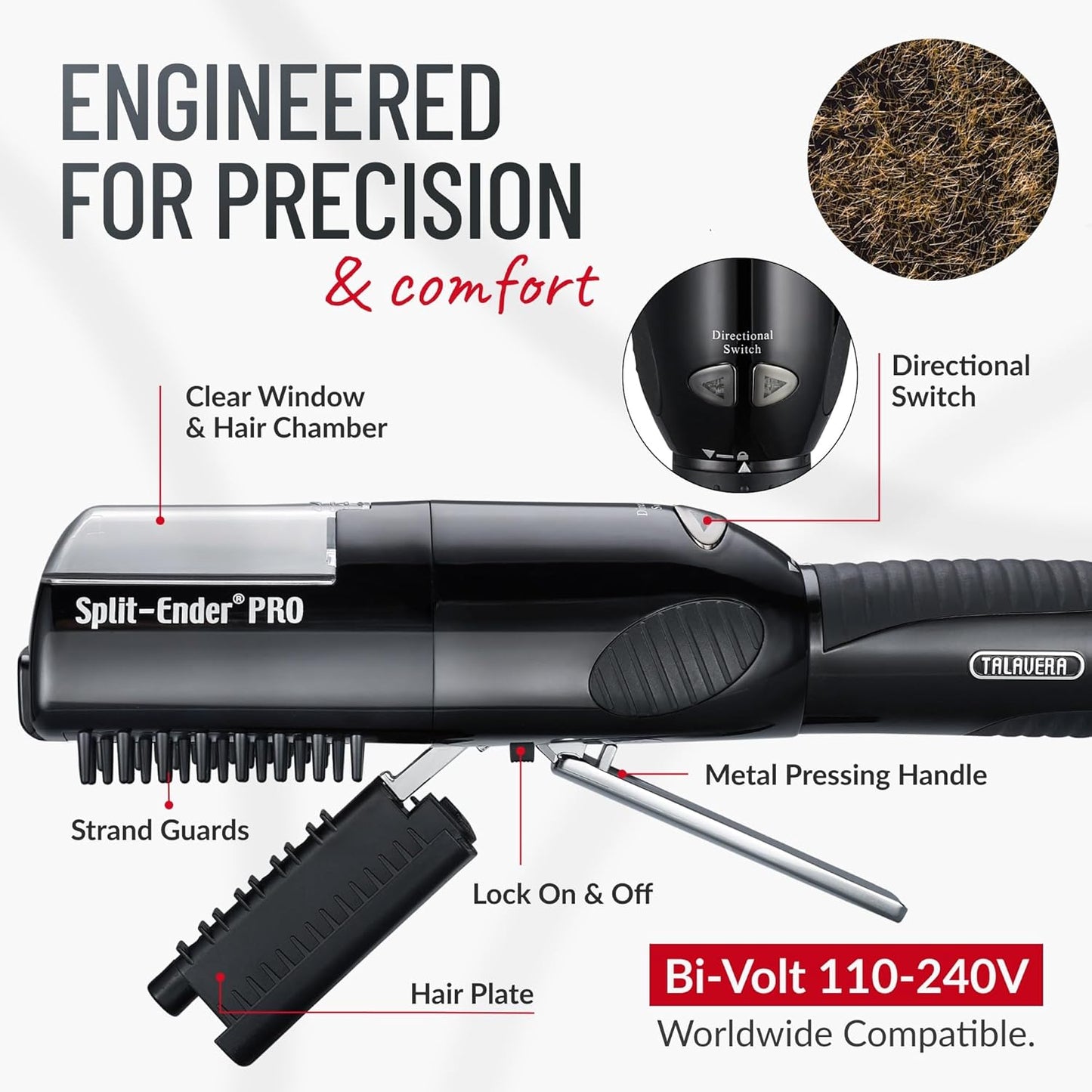 Split-Ender PRO - Original Professional Beauty Tool - Cordless Split End Hair Trimmer for Damaged, Dry, Brittle, Frizzy, Curly or Straight Hair (Black, Professional Kit)