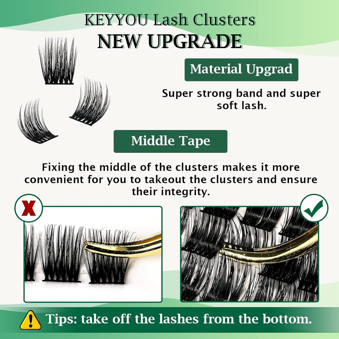 Lash Clusters 96pcs Individual Lashes D Curl 14mm Cluster Lashes KEYYOU Volume Wispy Lash Extension Soft&Comfortable Easy DIY at Home(Y12 D-14mm)