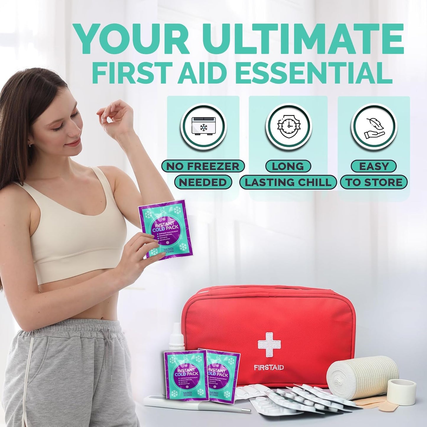 Disposable Instant Ice Cold Pack for Injuries – 25 Pack | Cold Compress Ice Pack for Pain Relief, First Aid & Outdoor