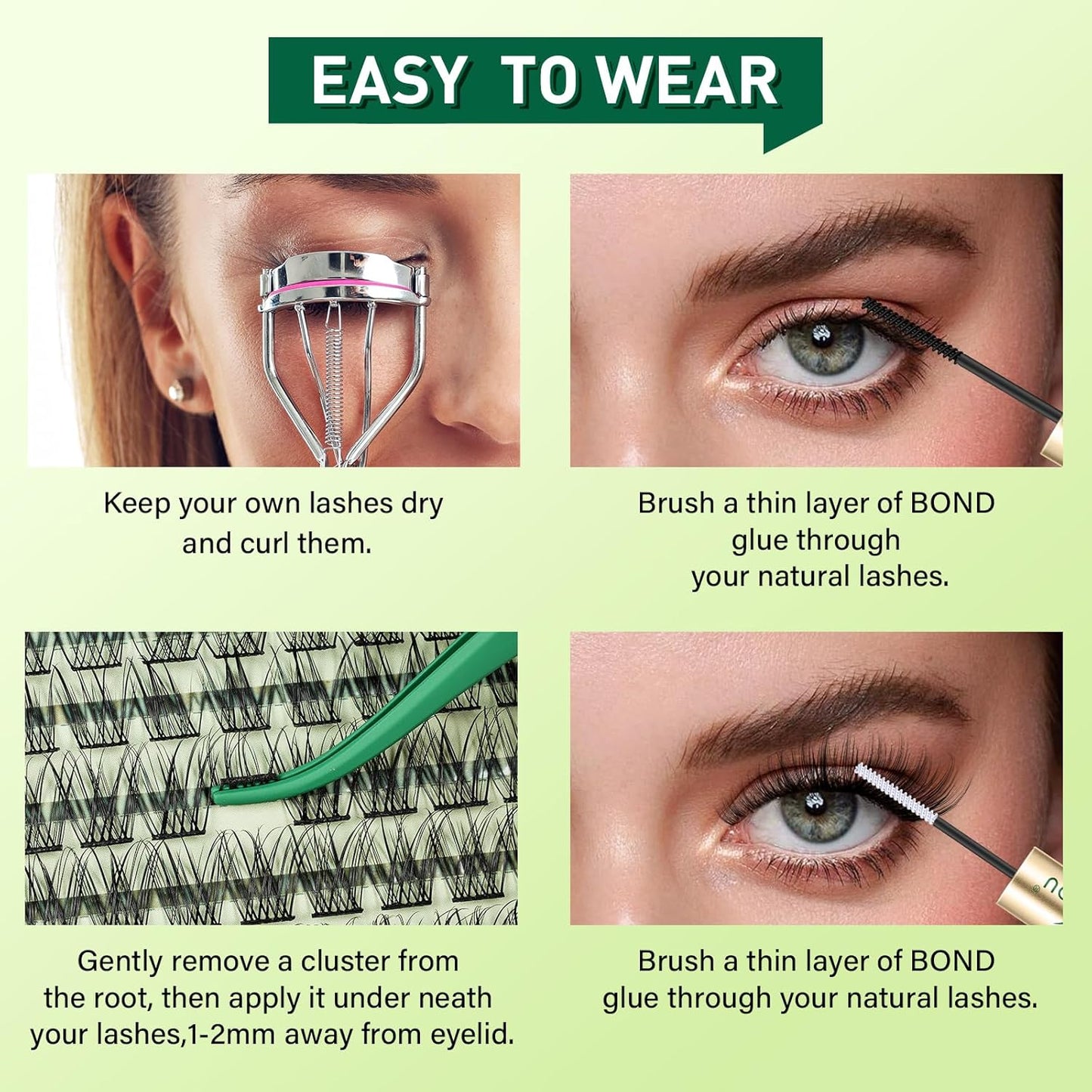 Natural Lash Clusters Wispy Eyelash Clusters 144 pcs Cluster Eyelash Extensions D Curl Individual Lashes 8-18MIX Mix Length Light and Natural Lashes Look with Thin Lash Band by KEYYOU(N01-8-18MIX-D)