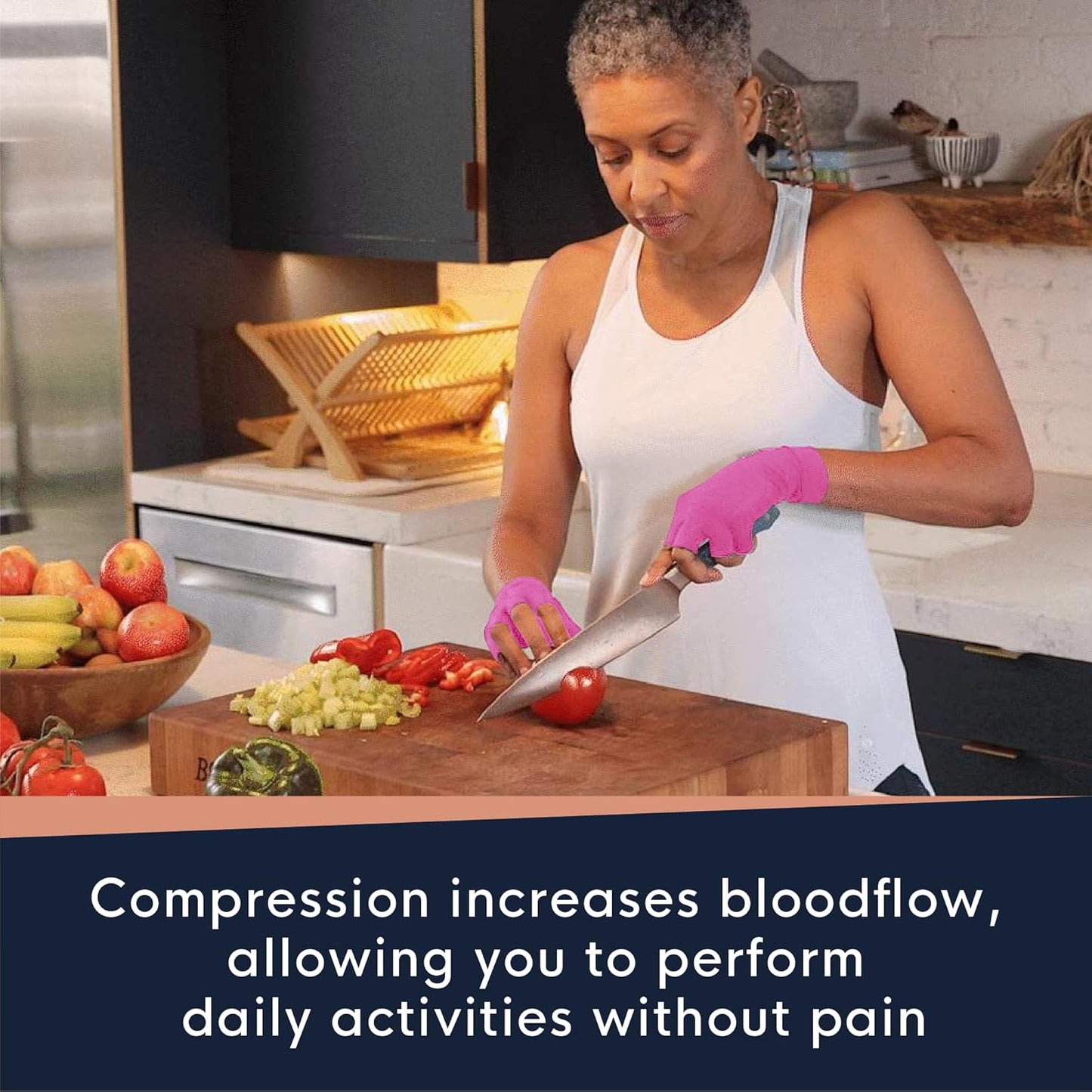 Copper Compression Arthritis Gloves | Fingerless Arthritis Carpal Tunnel Pain Relief for Men & Women | Hand Support Wrist Brace for Neuropathy, Rheumatoid, Tendonitis, Swelling, Crocheting, Typing Pink L