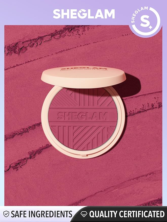 SHEGLAM Divine Flush Matte Blush Powder - Highly Pigmented, Non-Fading, Long Lasting Glowing Lightweight Natural Face Makeup
