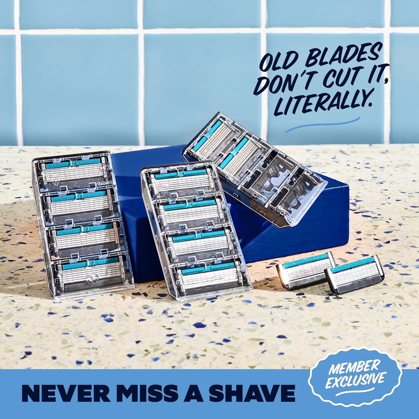 Dollar Shave Club | The Member Exclusive Shave Set | 4 Extra Close Refill Cartridges, 1 Handle (Black), 1 Shave Butter 3 ounce, 1 Razor Cover, Razors for Men