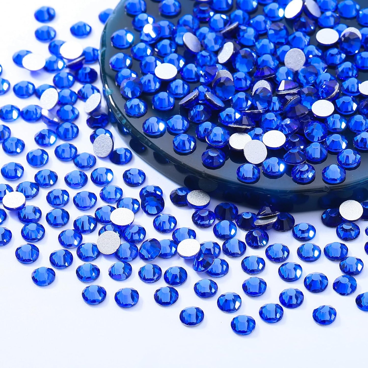Sapphire Flatback Rhinestones, Glass Rhinestones for Nail Art and Craft, Glue Fix, Loose Crystal Gemstones(Blue, SS20, 1440pcs, 4.6-4.8mm)