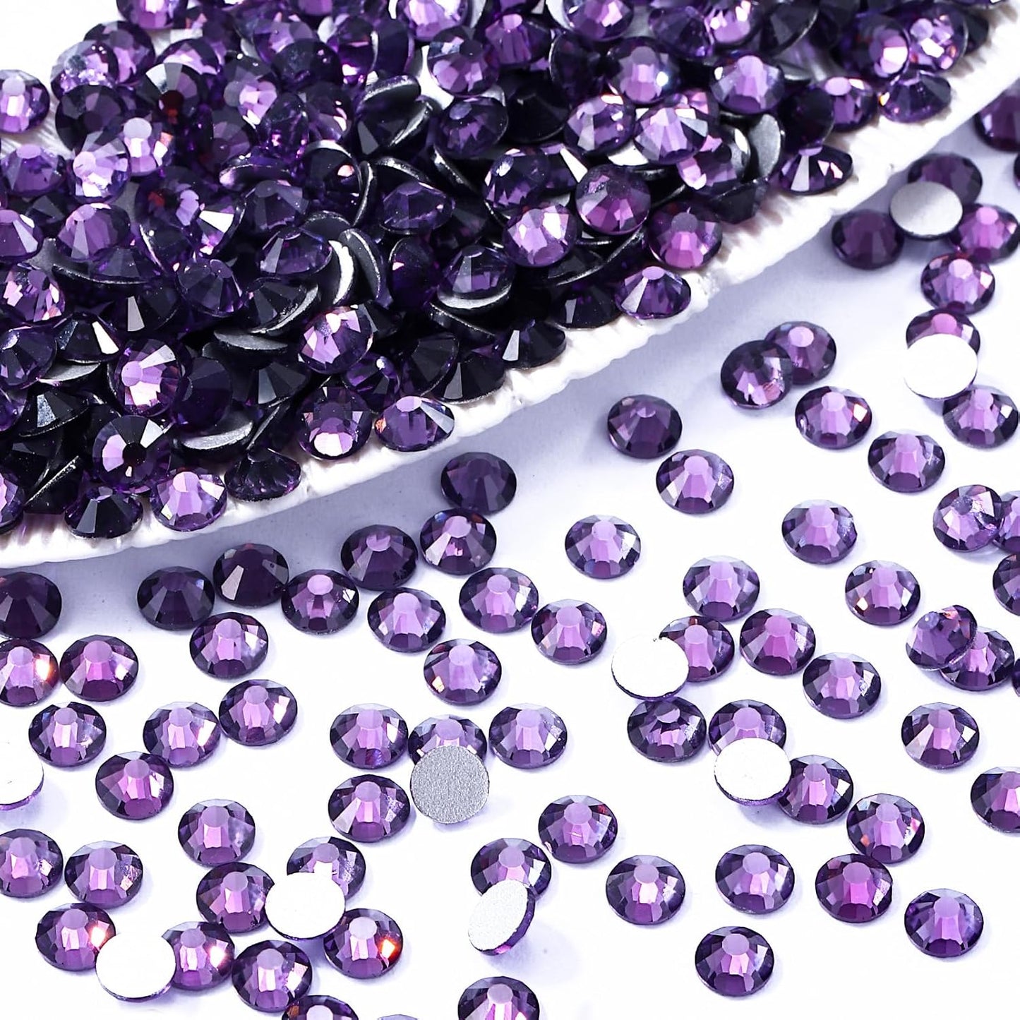 Tanzanite Flatback Rhinestones, Glass Rhinestones for Nail Art and Craft, Glue Fix, Loose Crystal Gemstones(Tanzanite, SS30, 288pcs, 6.4-6.6mm)