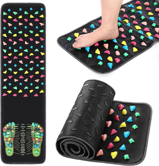 TrelaCo Foot Massage Mat Reflexology Walk Stone Road Foot Massage Acupoint Mat for Acupressure Relaxes for Long Sitting Elderly Students and Office Workers (13.78 x 47.24 Inches)