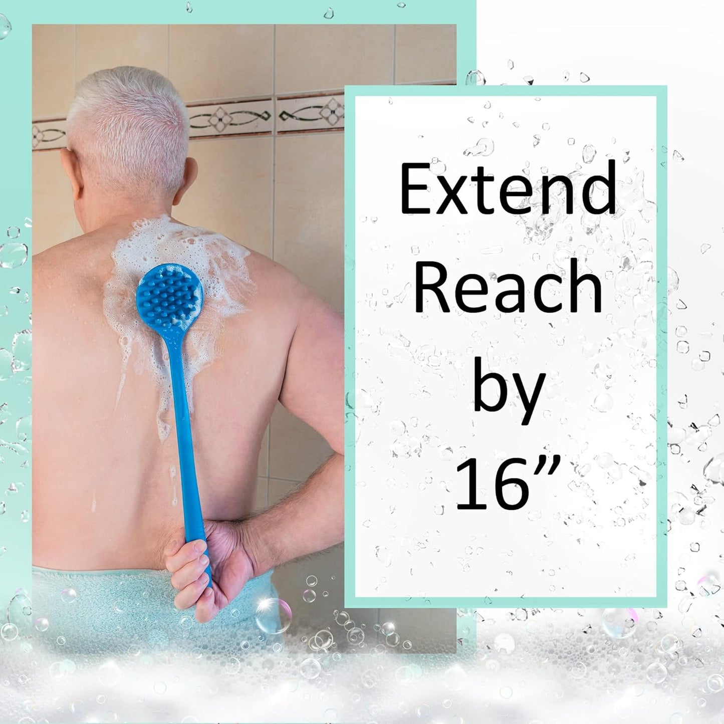 Bendable Long Handled Silicone Body Brush & Hair Scrubber - Bath Shower Back Brush, Shampoo Hair & Scalp Massager, Back Scrubber for Shower (Light Gray)