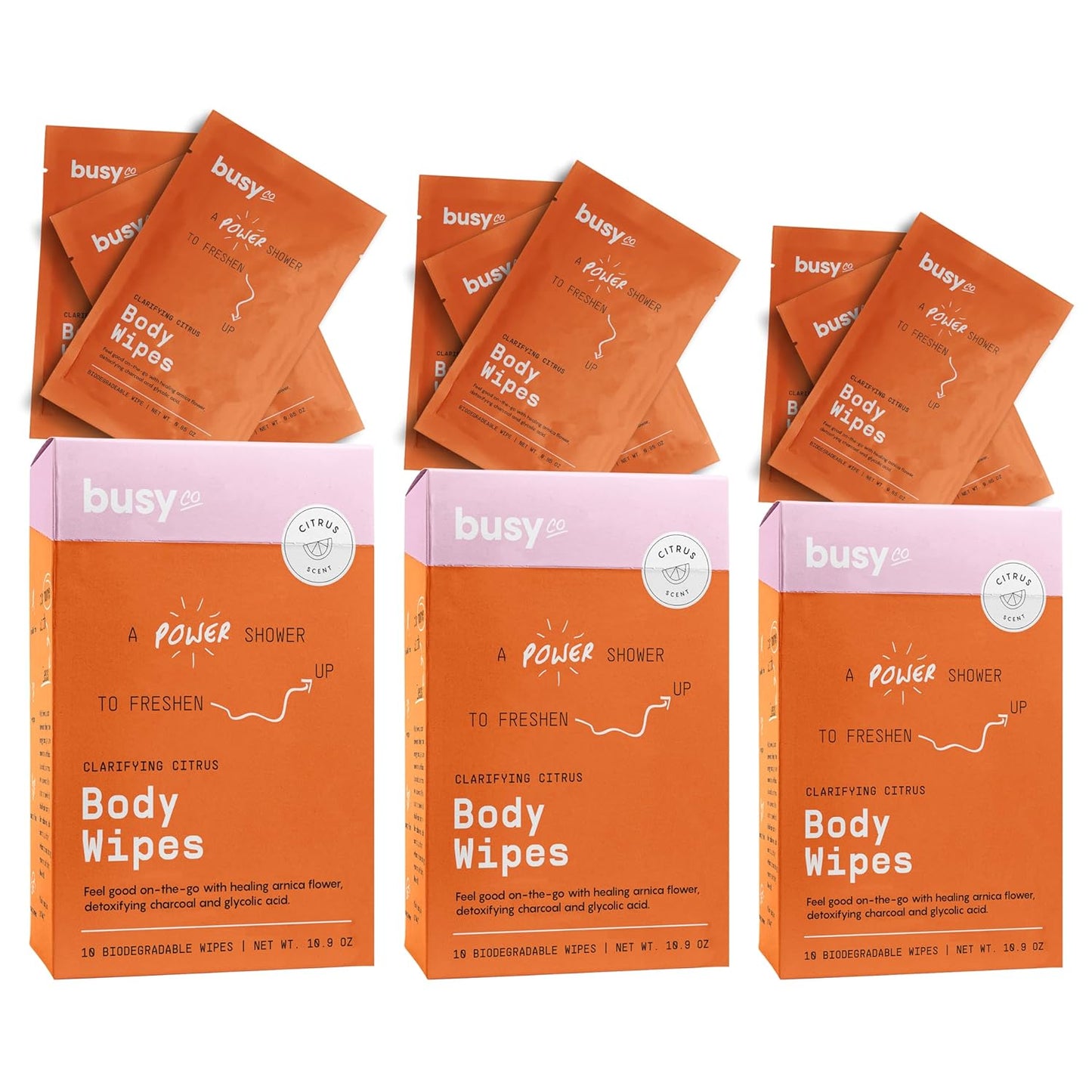 Refresh Body Wipes for Women - Cleansing Large Wash Cloth - Extra Thick & Moist - Armpit Sweat Cloths for Body Odor - No Rinse, No Shower - Fresh Citrus - Arnica Flower, Charcoal & Glycolic Acid