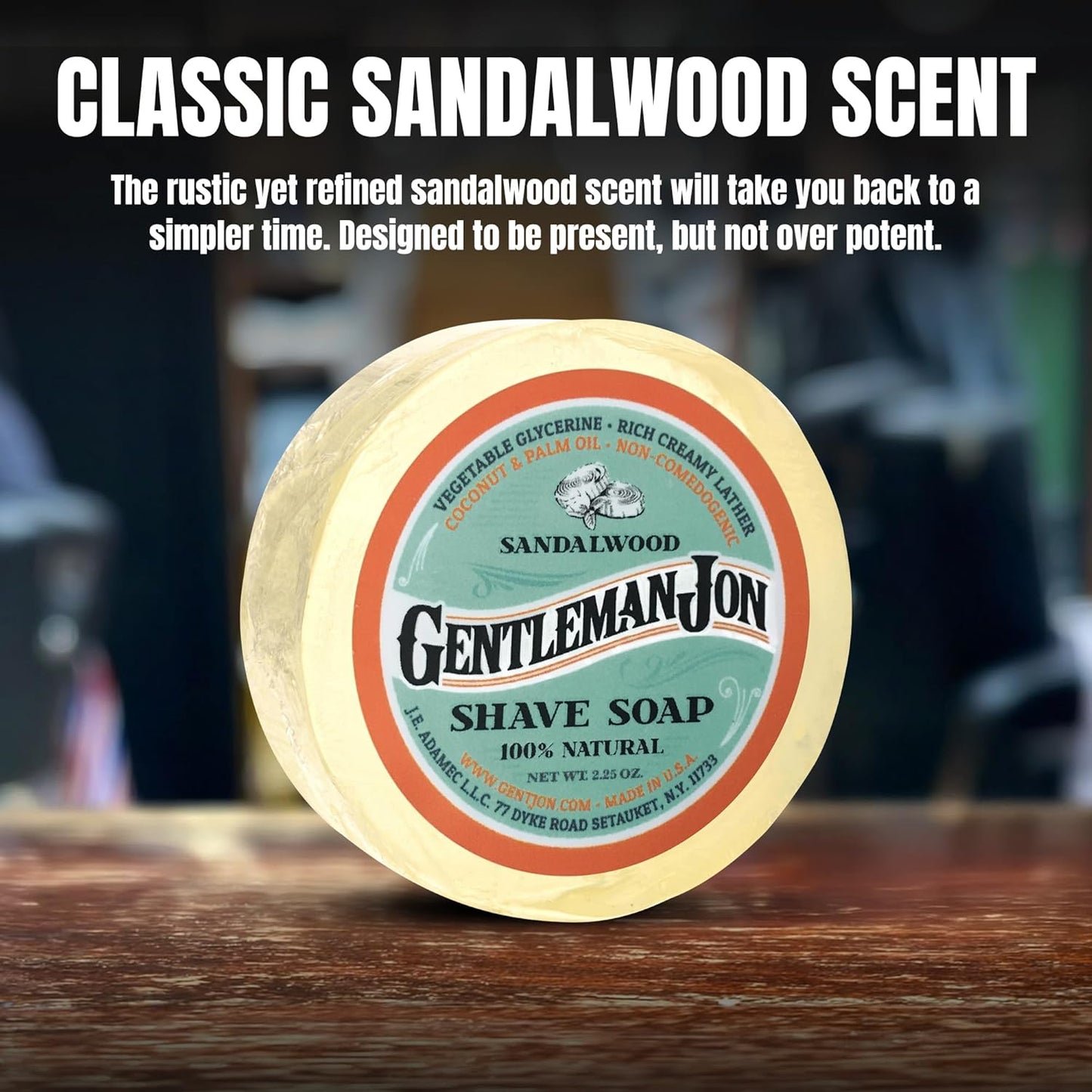 Sandalwood Shaving Soap for Men - Creates the Perfect Lather - Ideal for Smooth Shaves - Moisturizes and Protects - Elevate Your Grooming with this Classic Shave Essential (2.25 oz)