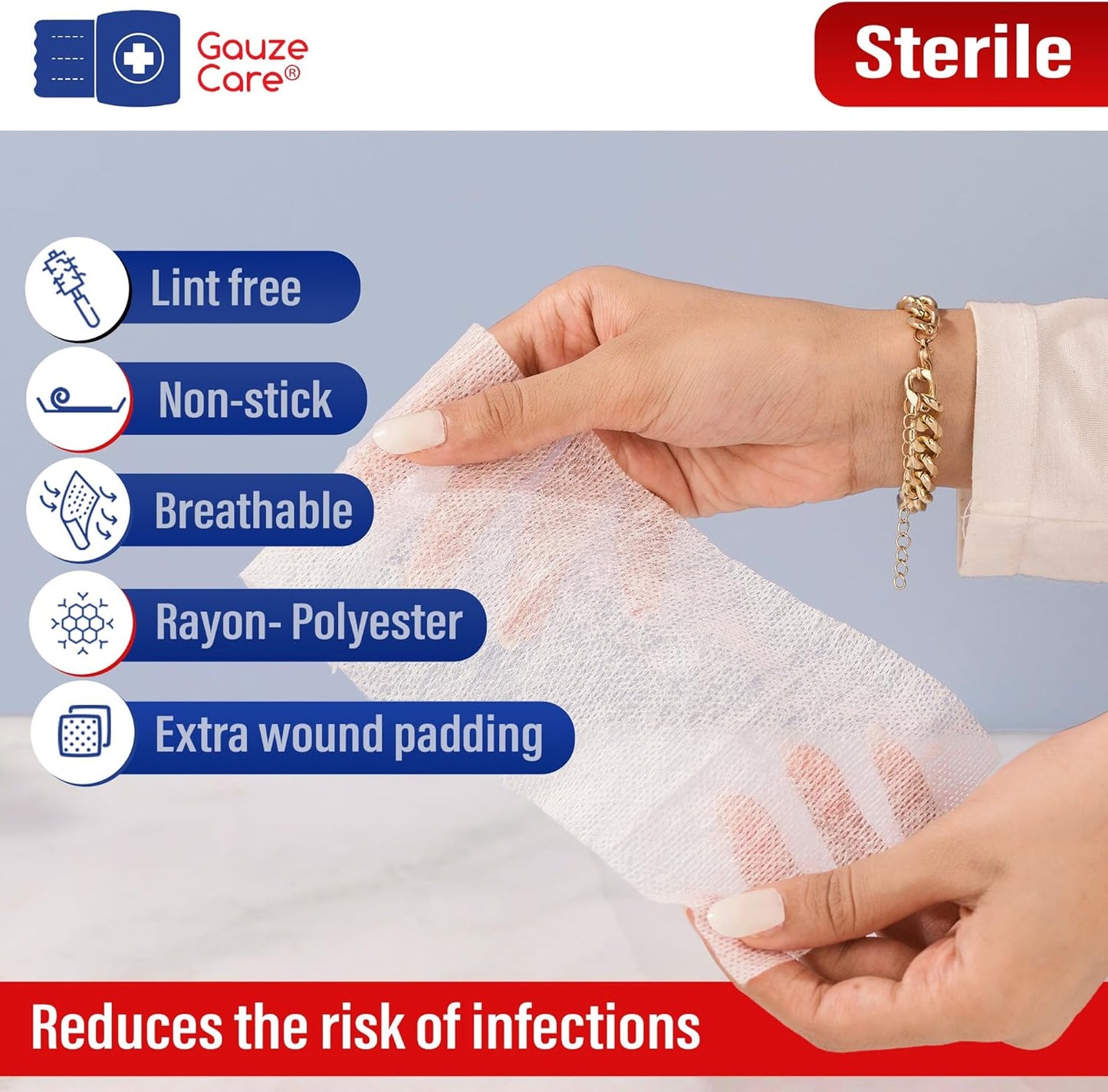 Non-Woven Sterile Gauze Pads 2x2 Pack of 100| 8 ply Gauze Sponges| Individually Packed 2x2 Gauze Pads sterile| Soft and lint-Free Medical Gauze Pads for Enhanced Absorption and First-Aid Wound Care