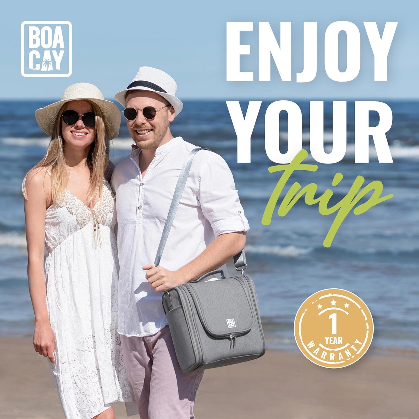 BOACAY Extra Large Hanging Travel Toiletry Bag for Women and Men, Makeup Bag, Bathroom & Shower Organizer Kit for Accessories, Cosmetics, Essentials