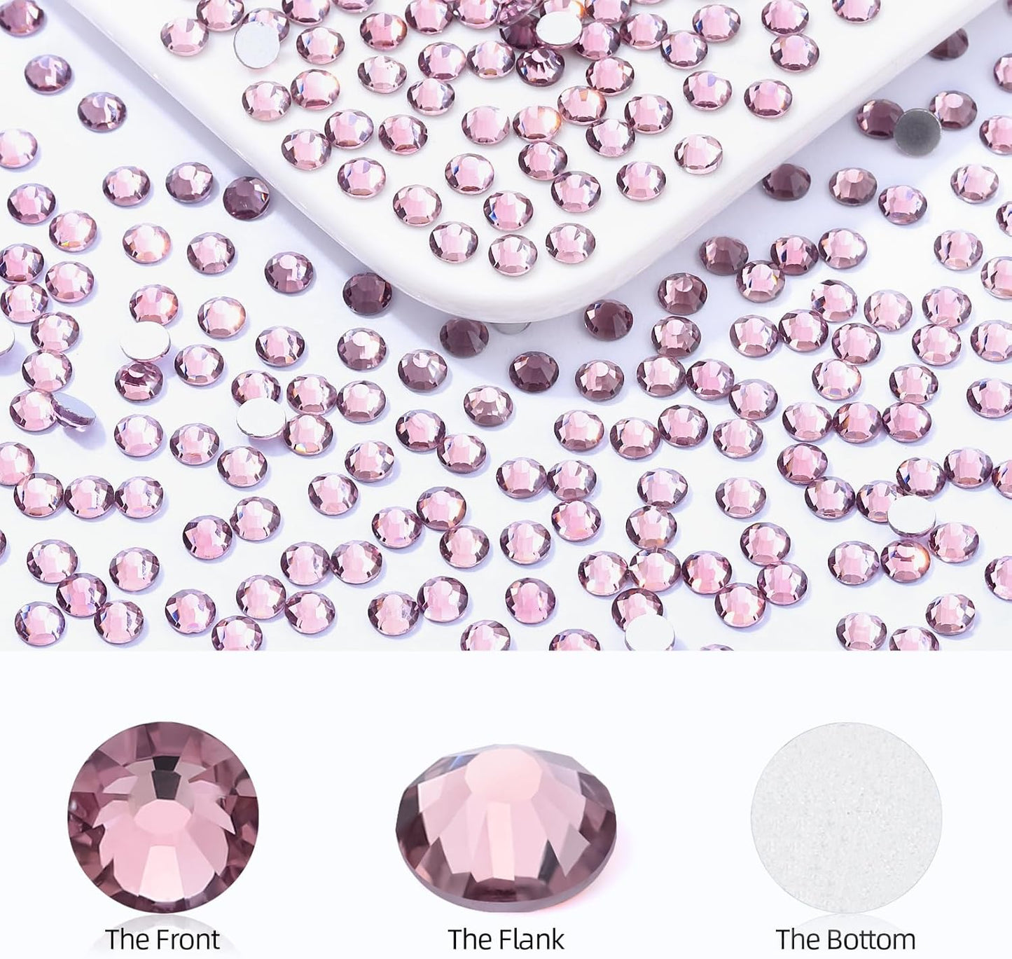 Light Amethyst Flatback Rhinestones, Glass Rhinestones for Nail Art and Craft, Glue Fix, Loose Crystal Gemstones(Lt.Amethyst, SS16, 2880pcs, 3.8-4.0mm)