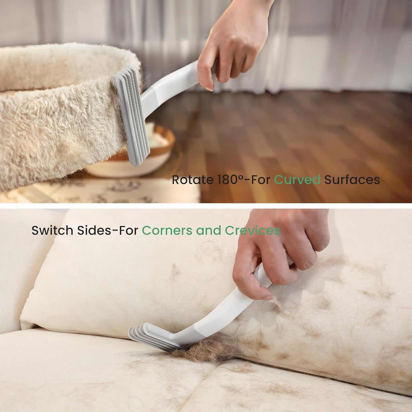 dancemoon Layer Brush Pet Hair Removal Tool for Raking up Embedded Hair and Debris, Reusable Fabric-Friendly Cat and Dog Hair Remover for Couch, Car, Rug, Cat Tree and Others