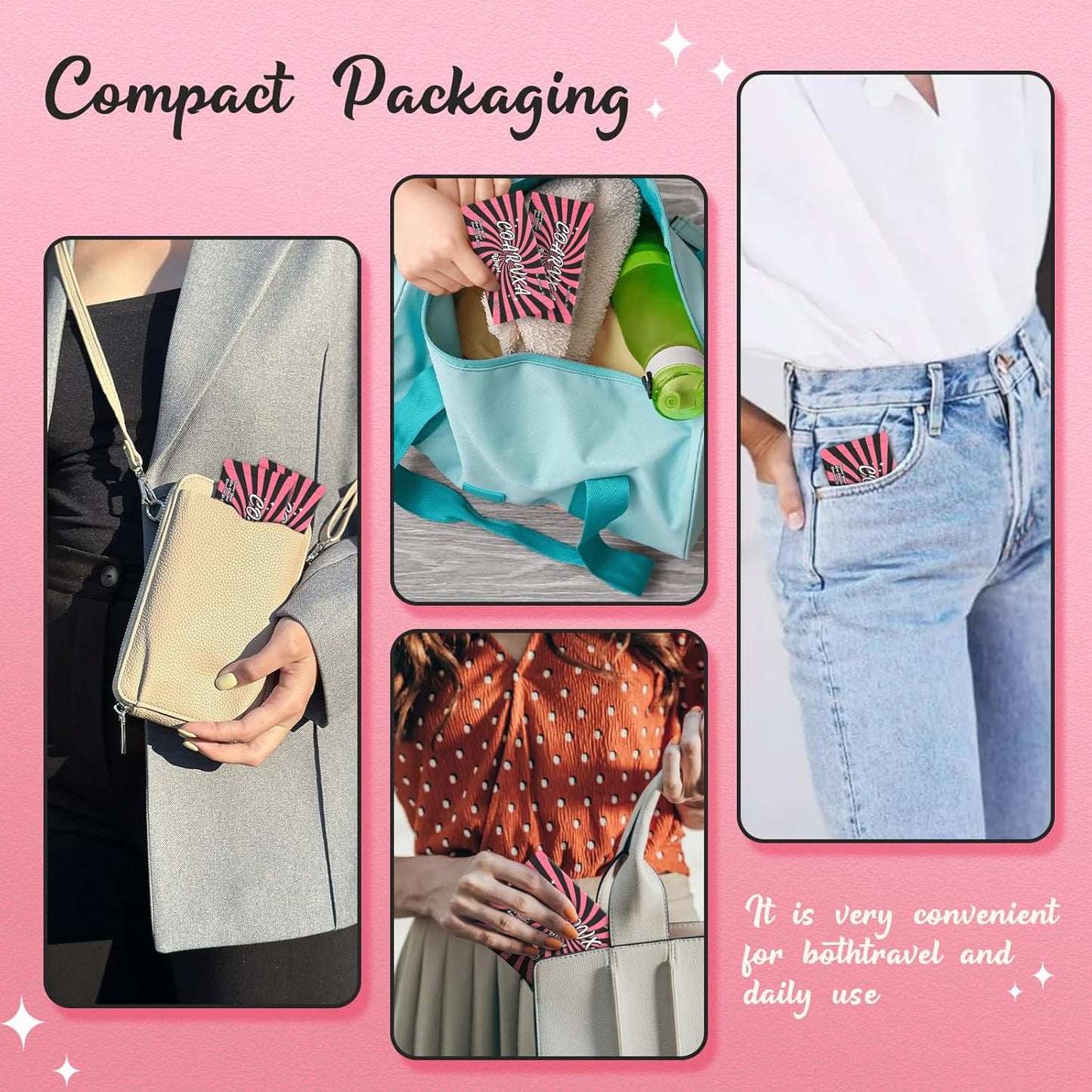 Pink Fresh Body Wipes 50 pieces of deodorant Wipes And Travel Deodorant Individually Wrap Hypoallergenic Mini Deodorant And Travel To Clean Skin For Female Male Teenagers