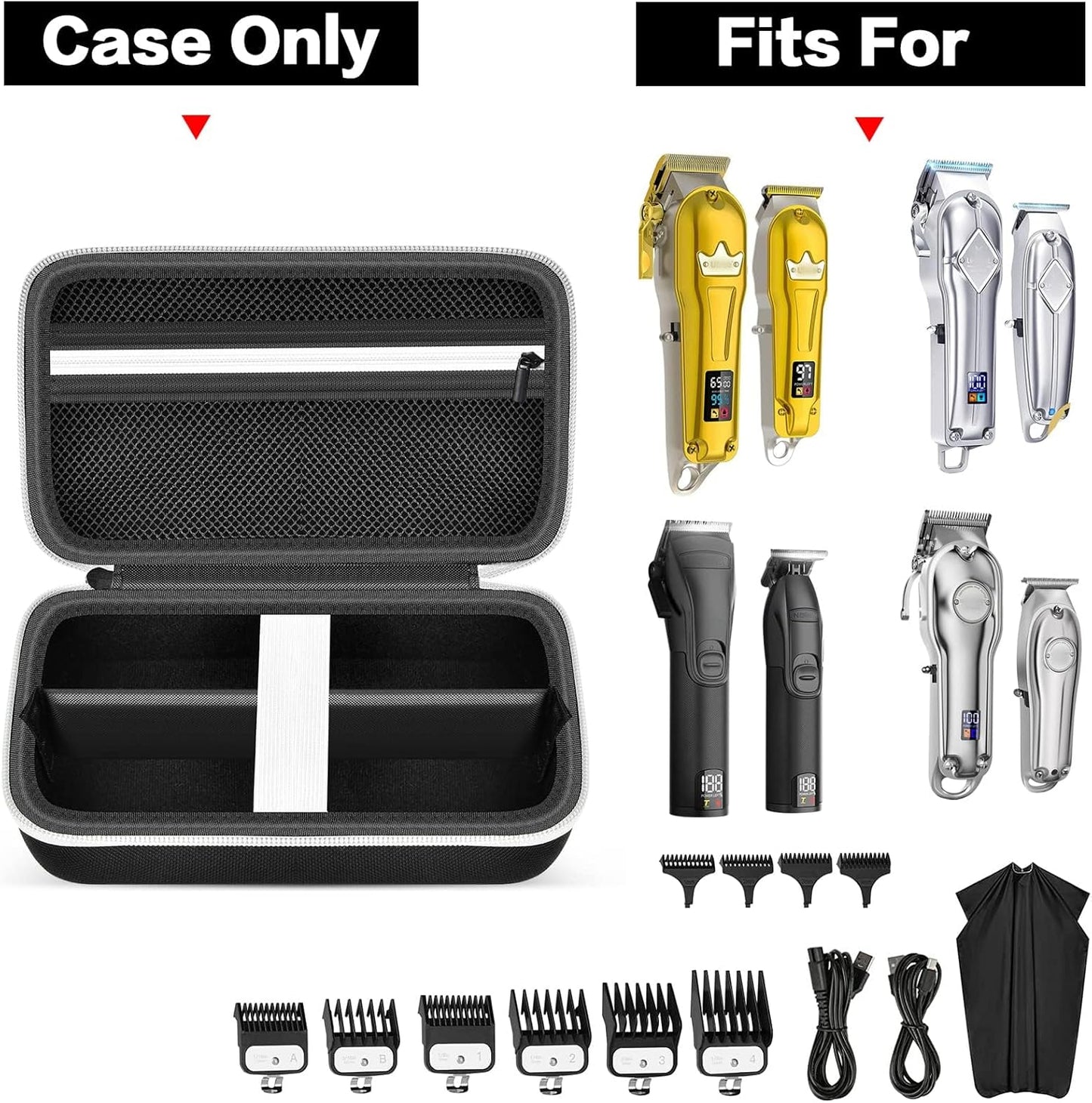 Case Compatible with KIKIDO for Novah for GLAKER for Ufree for FADEKING for GSKY for Romanda Professional Hair Clippers, Beard Trimmer Grooming Storage Holder for Hair Trimmers Set (Box Only)