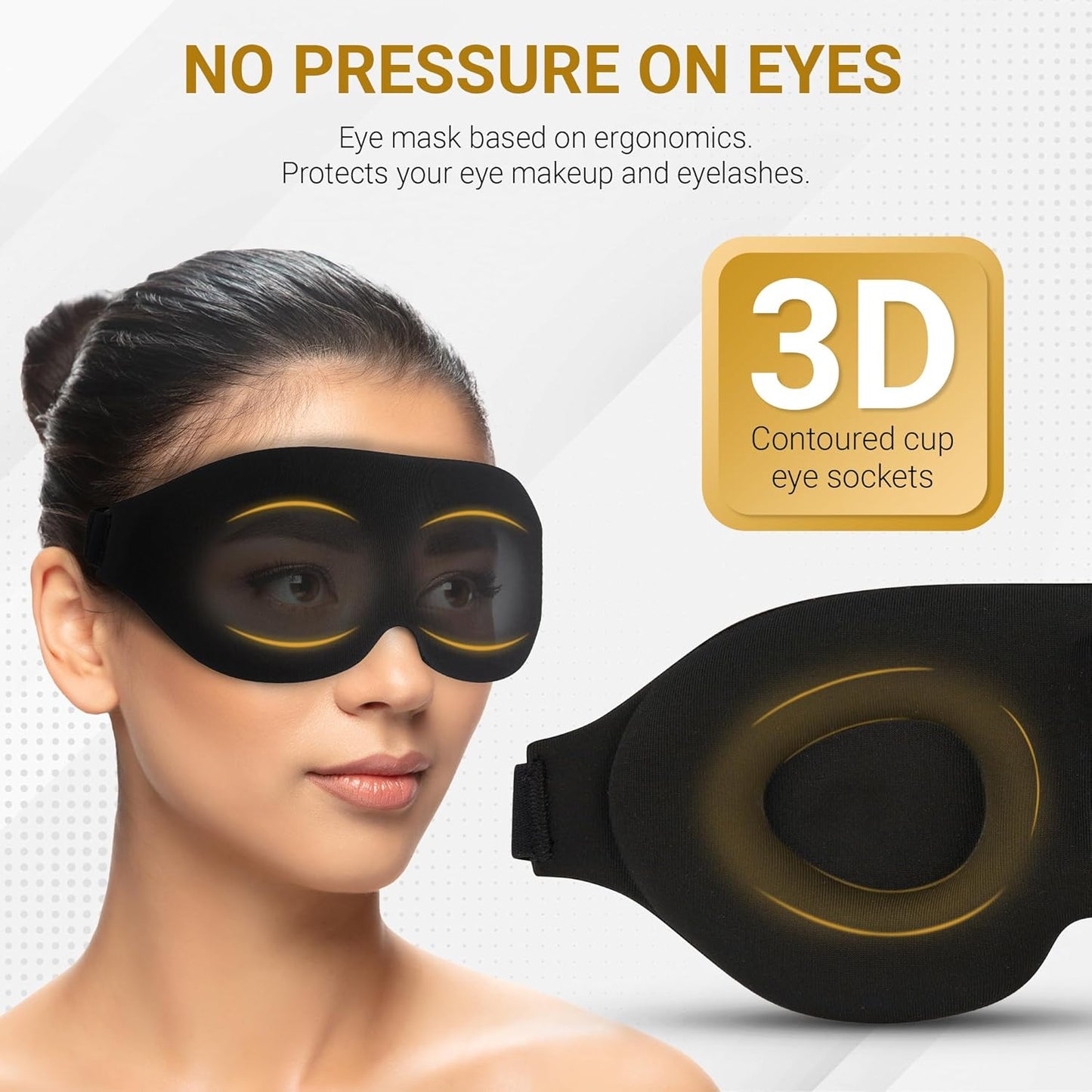 3D Sleep Mask with Travel Storage Bag – Blackout Eye Mask for Sleeping, Side Sleepers & Travel – Soft Memory Foam, Adjustable Strap, Lightweight & Comfortable Fit