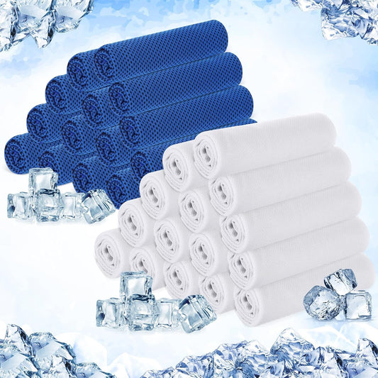 Hosuly 30 Pack Cooling Towels, 40"x12" Ice Breathable Soft Chilly Sweat Rag Microfiber Workout Rags for Gym Cooling Towels for Neck and Face for Yoga Golf Sport Running