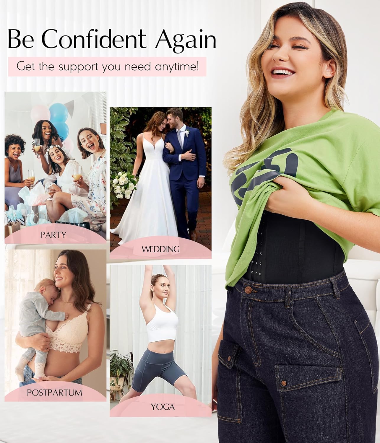 MERYOSZ Waist Trainer Corset Zipper Tummy Control Shapewear Breathable Waist Cincher for Women Body Shaper Sport Girdle