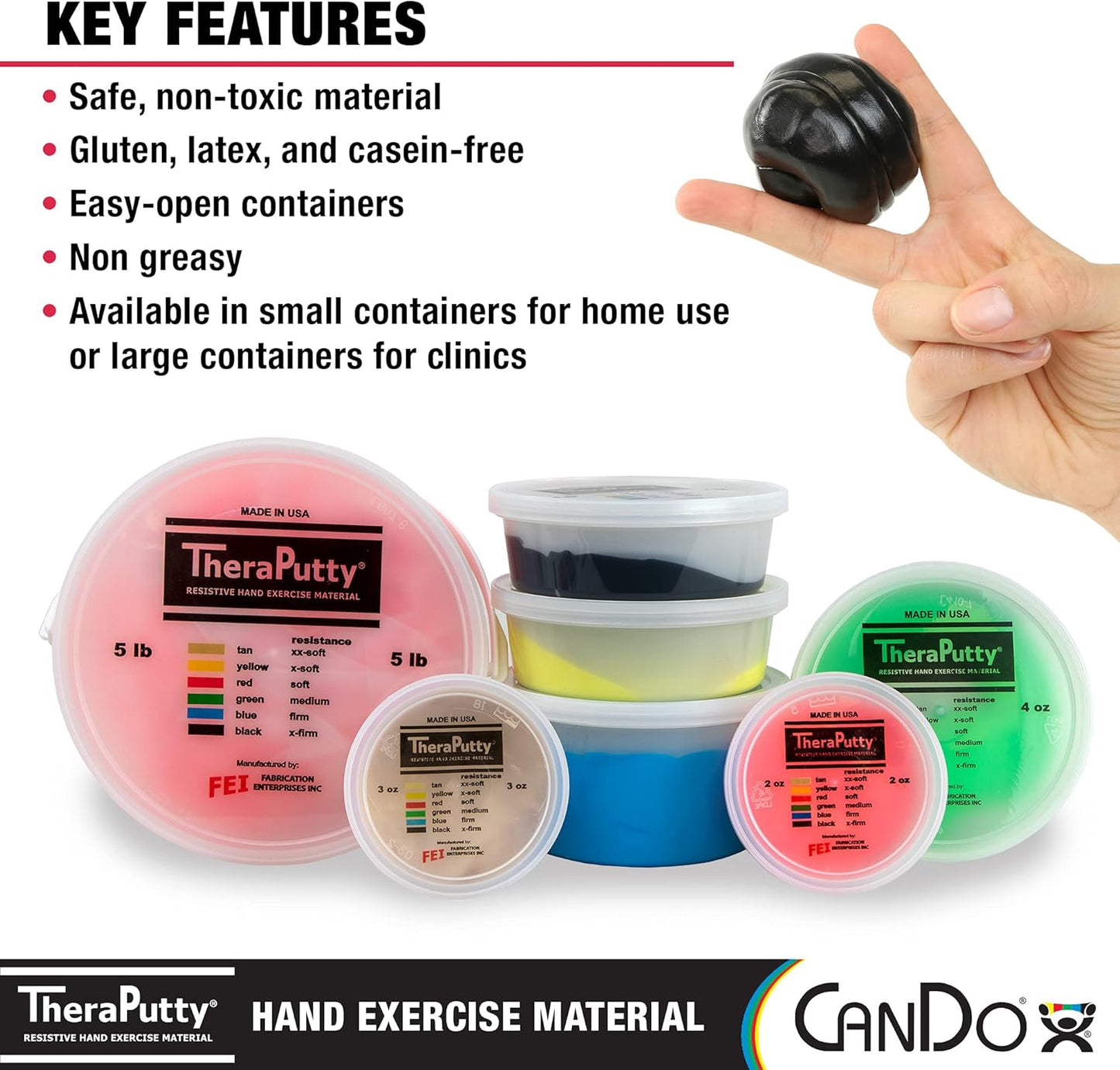 CanDo 10-1470 TheraPutty Standard Hand Exercise Putty, X-Firm, 1lb