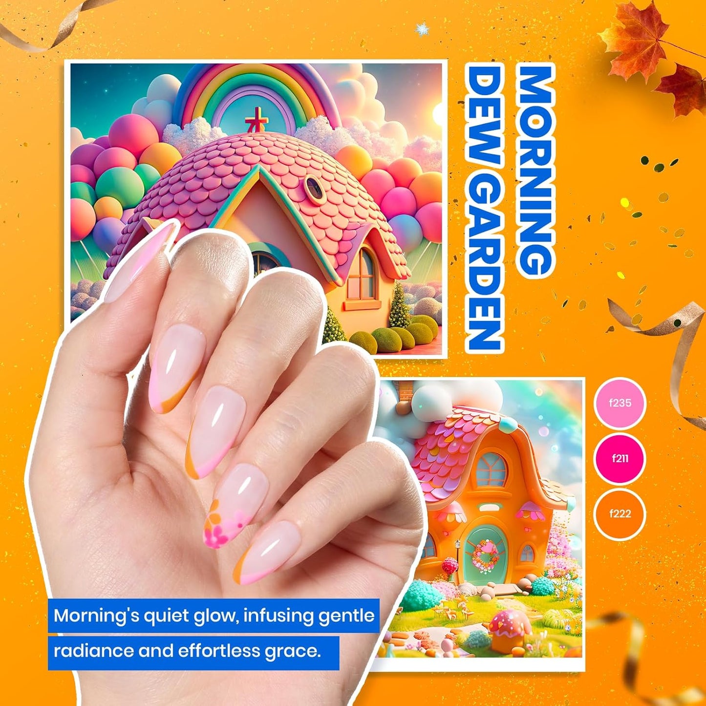 Beetles Gel Nail Polish Kit with U V Light - 80Pcs Fall Nail Fest Color Enchantment 55 Colors Gel Polish Starter Kit with Base Top Coat DIY Nails Stickers Manicure Tools Gift for Women Teens Girls