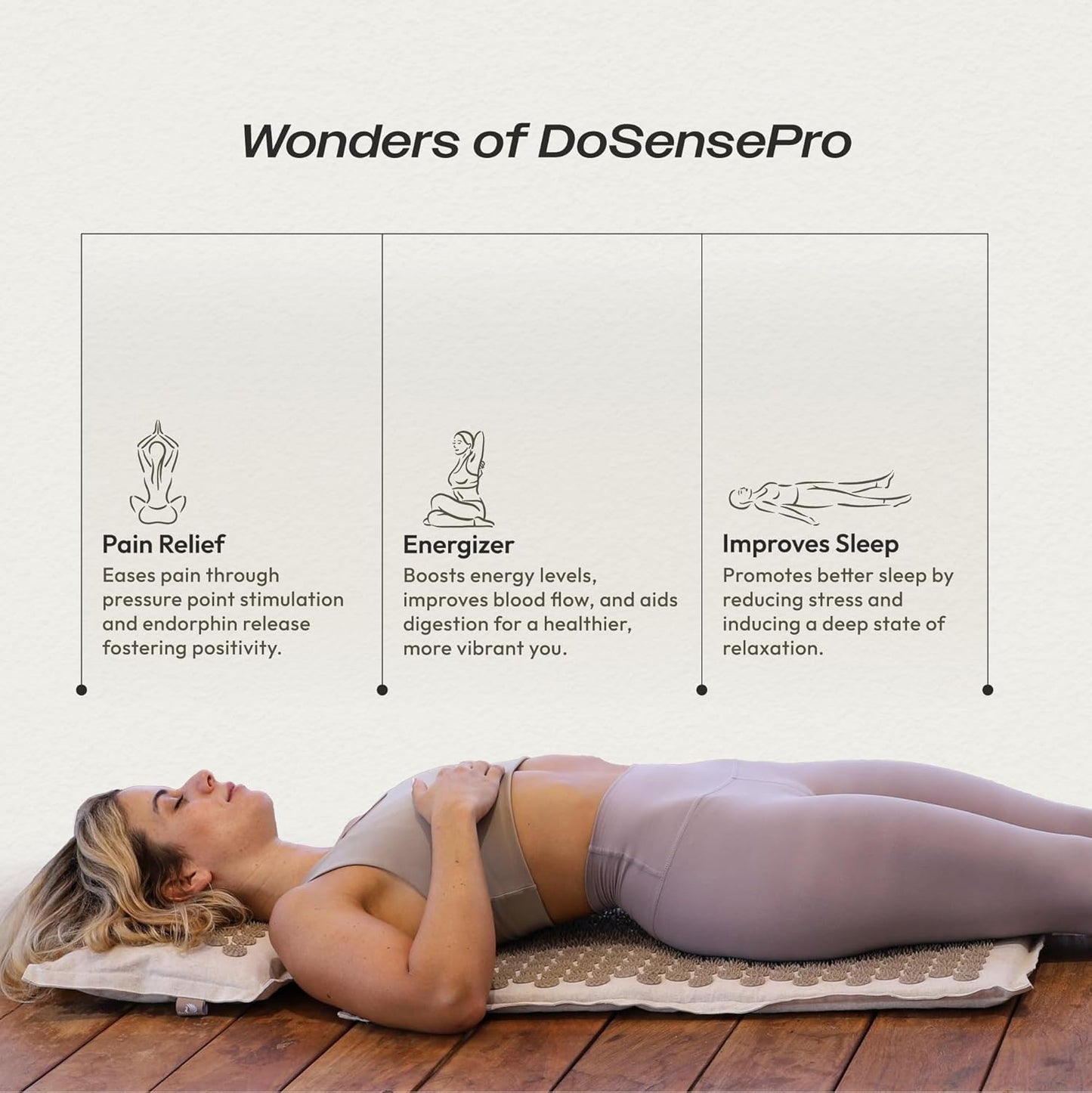 Acupressure Mat & Pillow Set with Hot/Cold Gel Pack for Back and Neck Pain Relief, Sciatica and Pressure Point Aches - Ideal Acupuncture Mat for Sleeping Aid & Workout Recovery (Natural Linen)