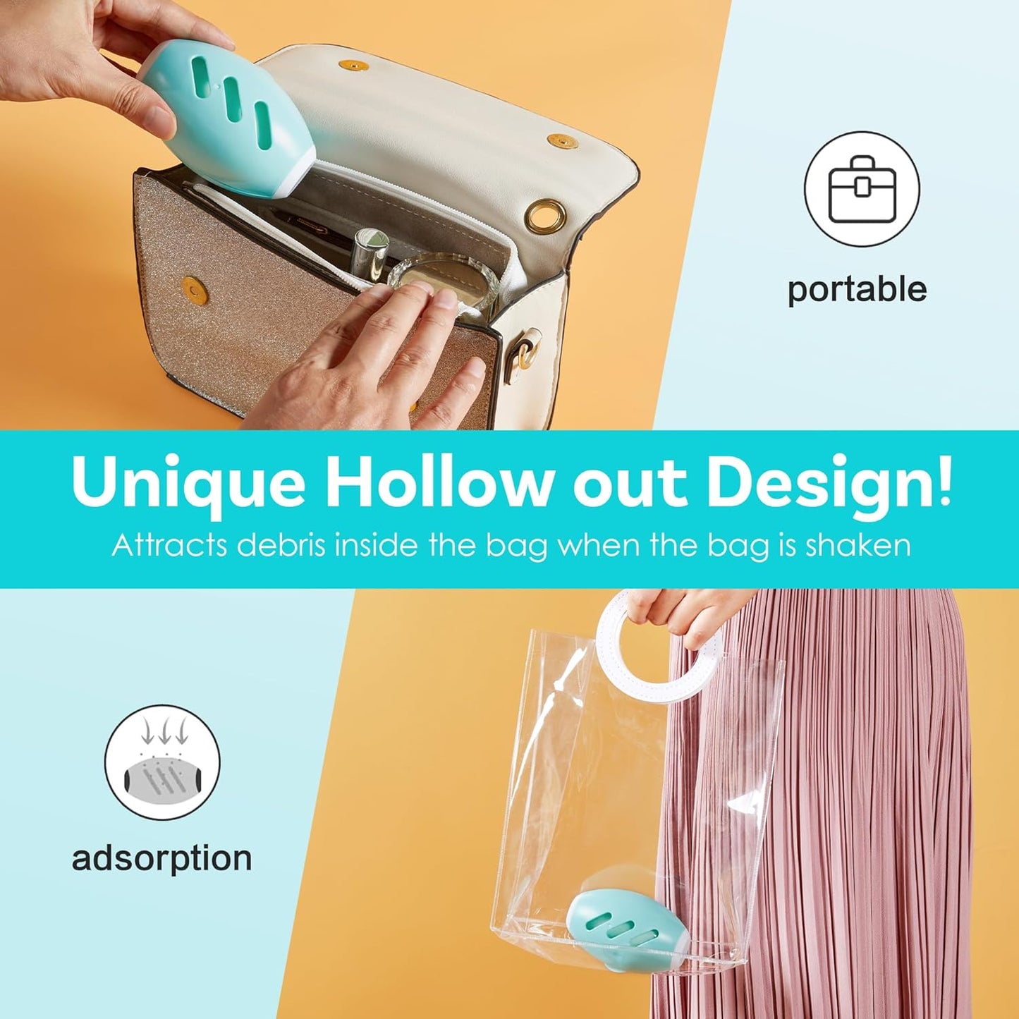 Washable Reusable Gel Lint Roller for Pet Hair，Portable Mini Dog Cat Pet Hair Remover for Clothes，Laundries ，Dust Fuzz Fur -Sticky Cleaner- Small Travel Animal Fur Removal Tool (Green)