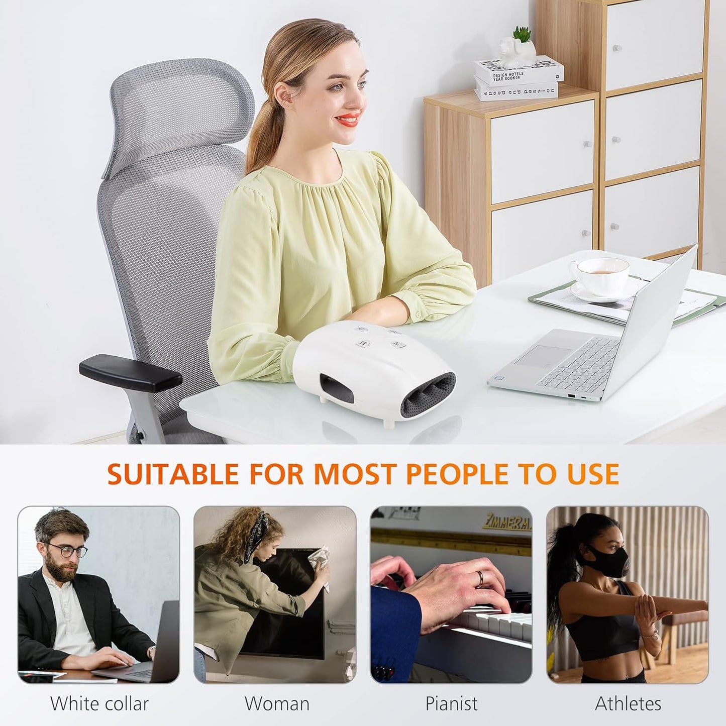 Snailax Hand Massager with Heat and Compression, Vibration, Cordless Hand Massager, 3 Compression Intensities, Rechargeable, Gifts for Women, Men, Mom