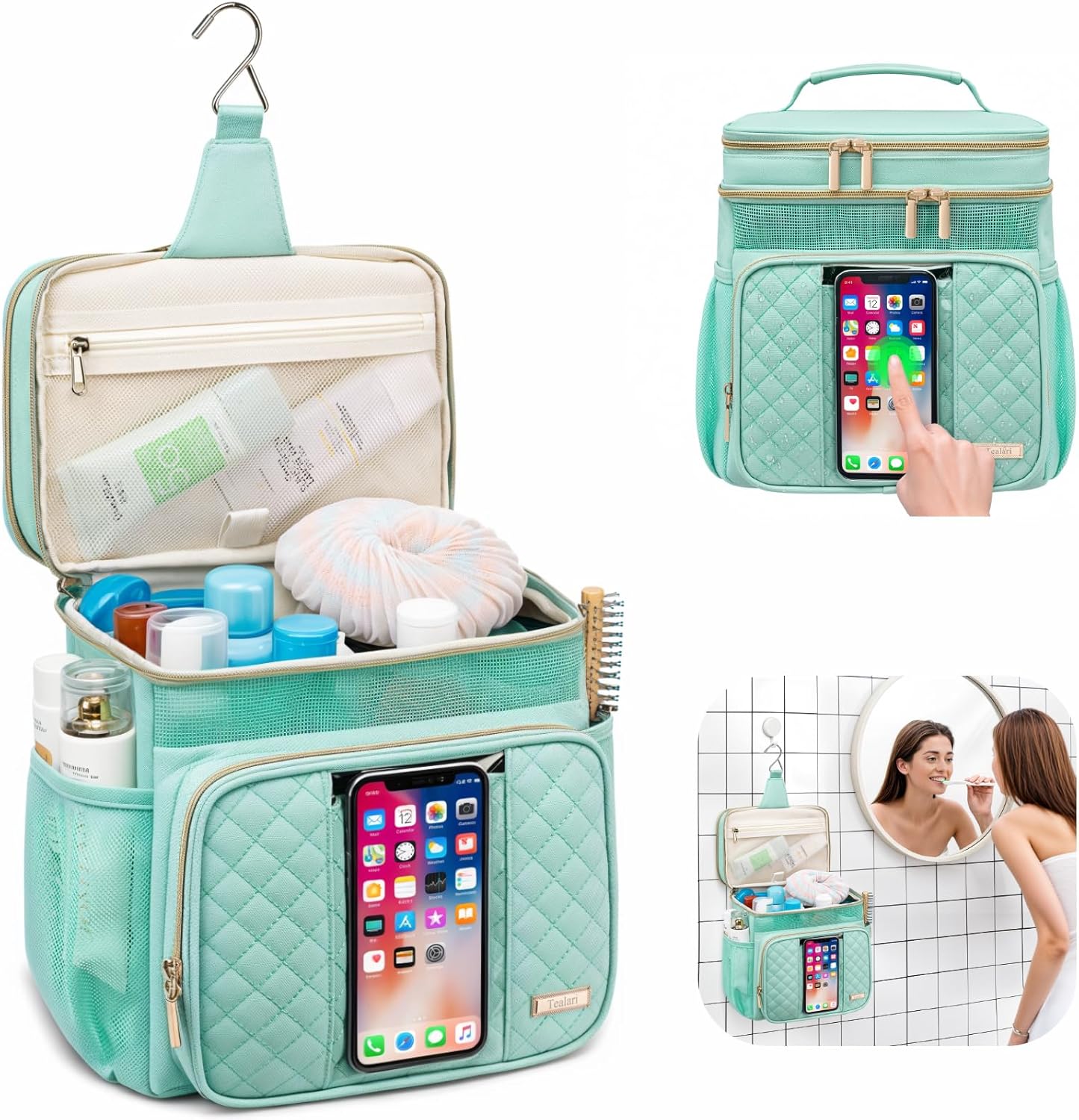 Large Toiletry Bag for Women Men,Bathroom Bag,Water Resistant Portable Shower Caddy for College Dorm,Hanging Toiletry Bags for Traveling,Gym Camping Cruise Ship Travel Essentials Shower Bag