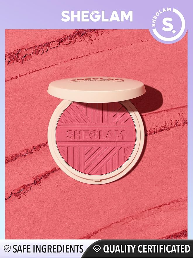 SHEGLAM Divine Flush Matte Blush Powder - Highly Pigmented, Non-Fading, Long Lasting Glowing Lightweight Natural Face Makeup