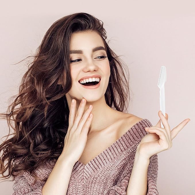 21 Pcs Eyebrow Razors, Face Razors Multipurpose, Exfoliating Dermaplaning Tools, Eyebrow Trimmers Shaver with Safety Cover, Facial Hair Removal for Women Men Body Use (White)