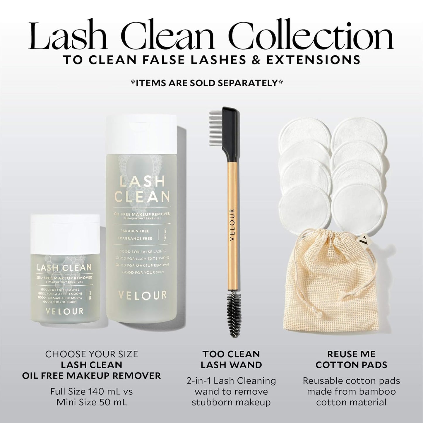 Velour Too Clean Lash Wand, 2 in 1 Eyelash Cleansing Brush for False Lashes and Eyelash Extensions, Brow and Lash Brush