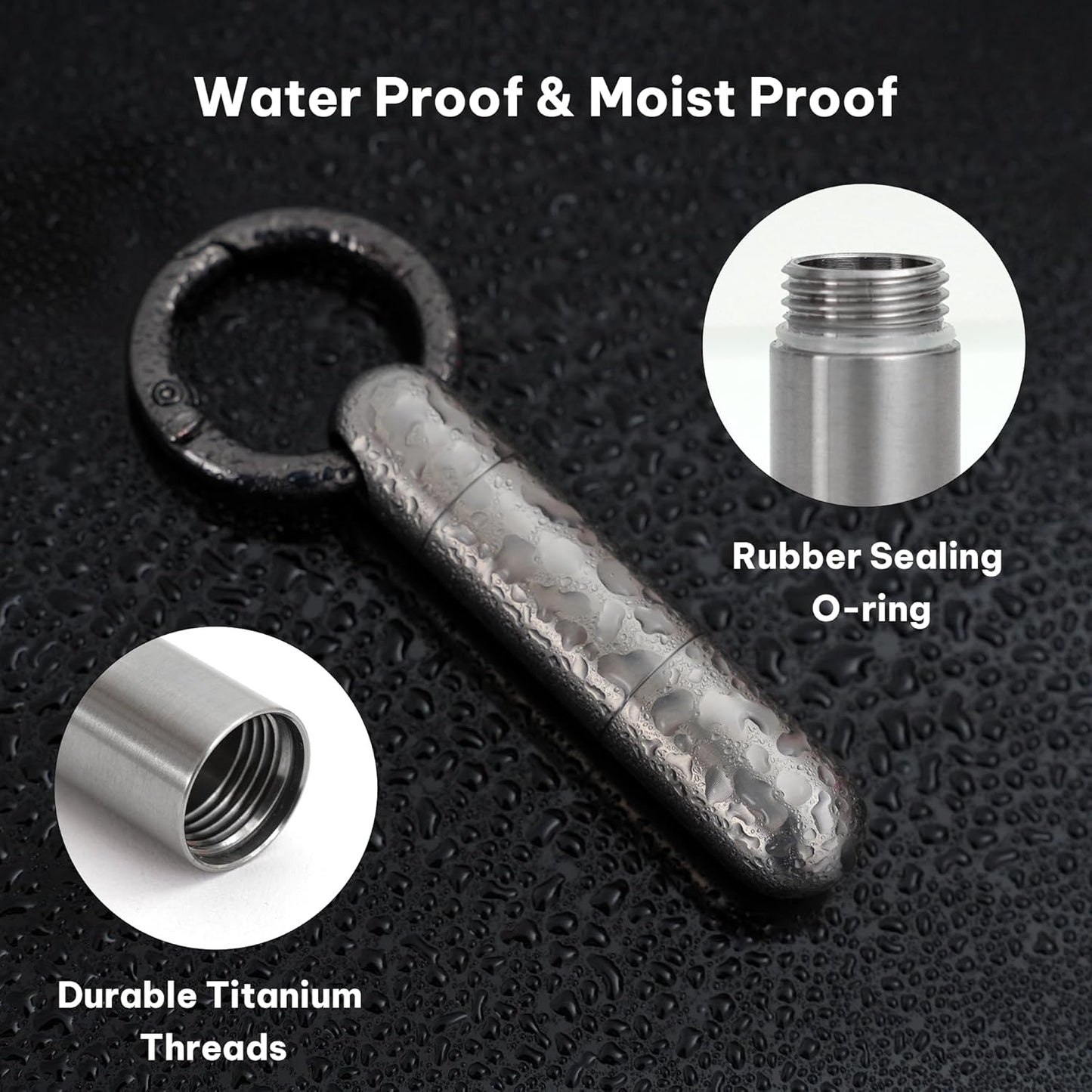 Titanium Keychain Pill Holder,Portable Mini Pill Case, Waterproof Small Pill Container,Mental Pill Box for Travel Purse Pocket (2 Compartment)