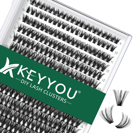 KEYYOU Lash Clusters 300pcs Individual Lashes 40D 0.07D Curl 9-18MIX DIY Eyelash Extension Large Tray Volume Soft&Natural Cluster Lashes(40D-0.07D,9-18MIX