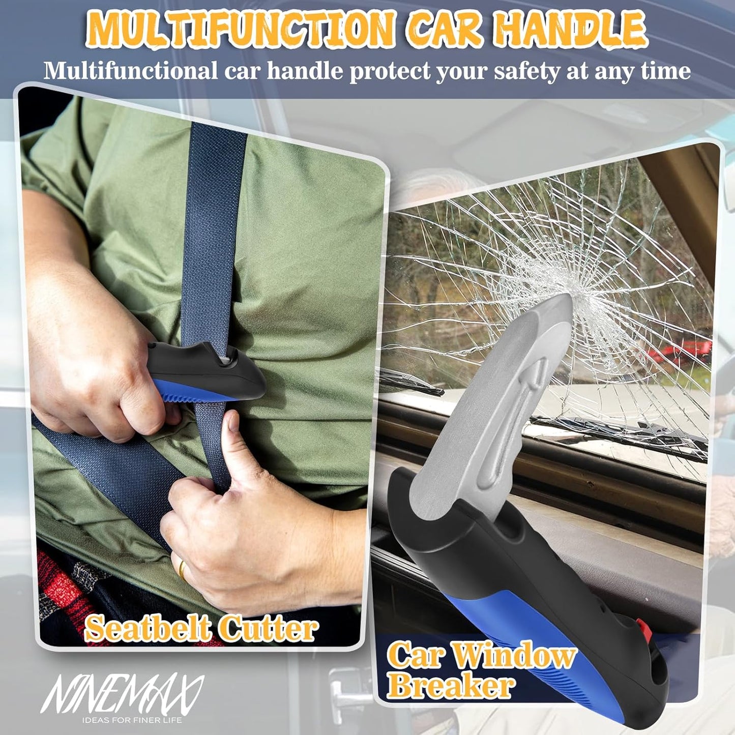 Car Door Handle for Elderly Car Handle Assist Support, Auto Grab Handles, Portable 3 in 1 Car Door Cane for Seniors, Handicap (1 pc with Strap)