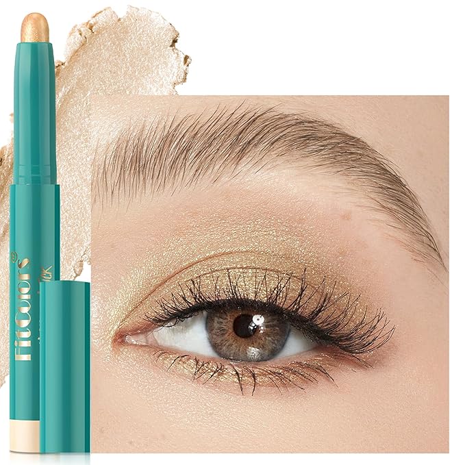 Eyeshadow Stick, Eye Brightener Stick Shimmer Smooth Cream Eyeliner Pencil Long Lasting Waterproof Glitter Highlighter Eye Shadow Makeup, Champagne