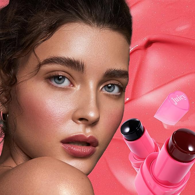 Water Jelly Tint Blush, 3-In-1 Multi-Use Blush Cream Blush Stick for Eyes, Cheeks & Lips, Hydrating & Bouncy Jelly Texture, Blends Perfect for Skin Portable Multipurpose Long Lasting Waterproof(04, s)