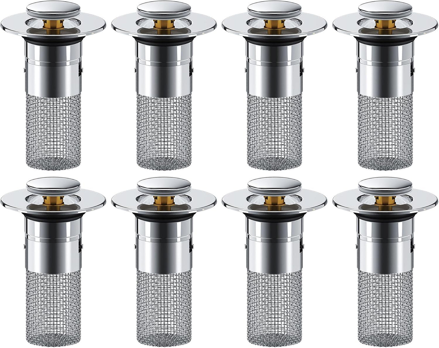 Saker Bathroom Sink Drain Strainer Hair Catcher (8 PCS), Pop-up Drain Filter with Removable Stainless Steel Filter Basket, Prevents Hair Clogs, Suitable for Bathroom Sink Stopper Replacement
