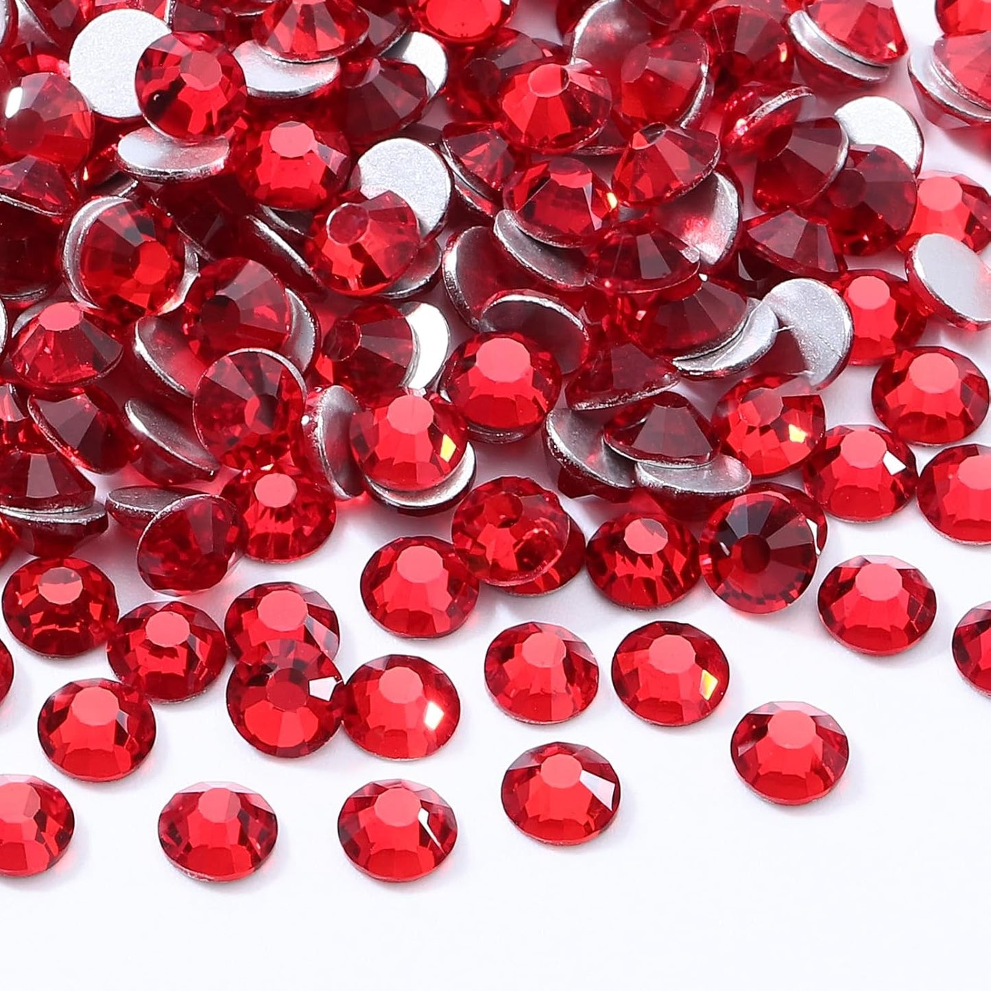Light Siam Flatback Rhinestones, Glass Rhinestones for Nail Art and Craft, Glue Fix, Loose Crystal Gemstones(Red, SS30, 288pcs, 6.4-6.6mm)