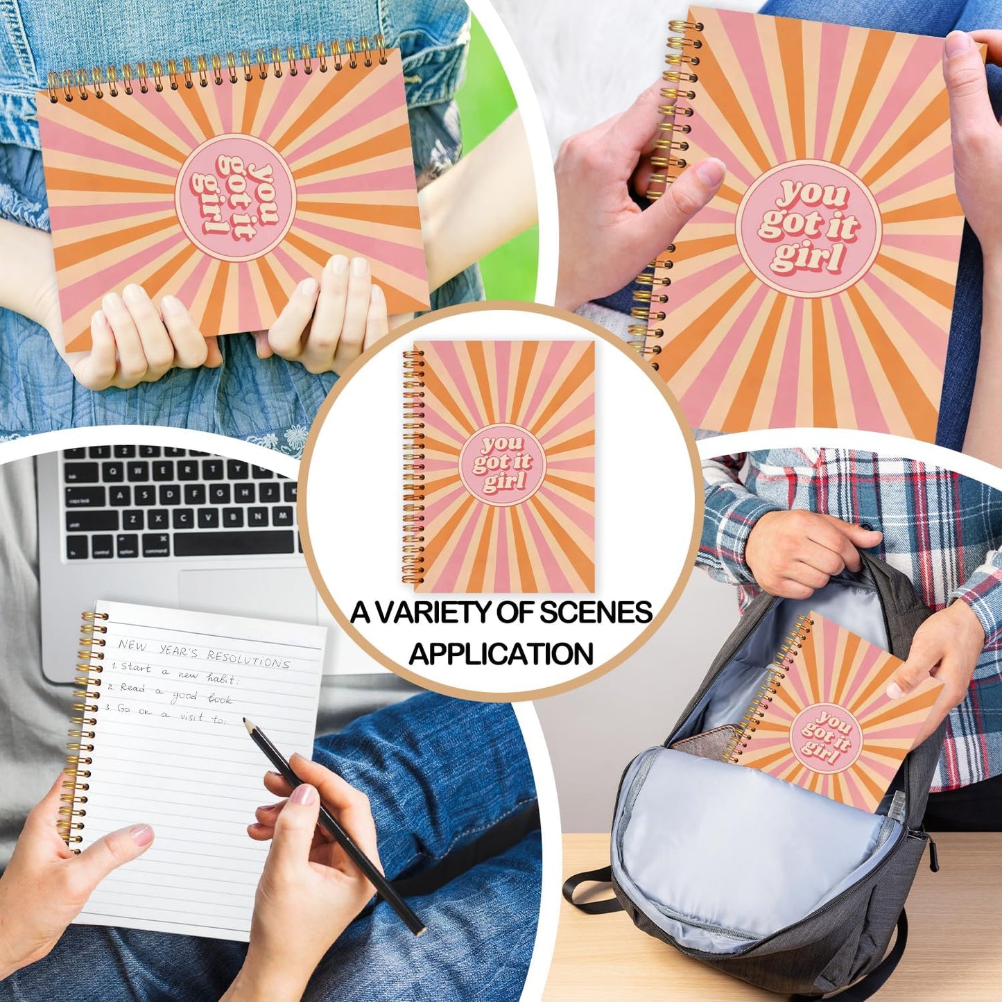 Inspirational Girl Spiral Journal Notebook 5.5x8.3in, Retro Boho Sunshine You Got It Girl Motivational Journal, Inspirational Gifts Notebooks for Women Note Taking, Hardcover Notebook