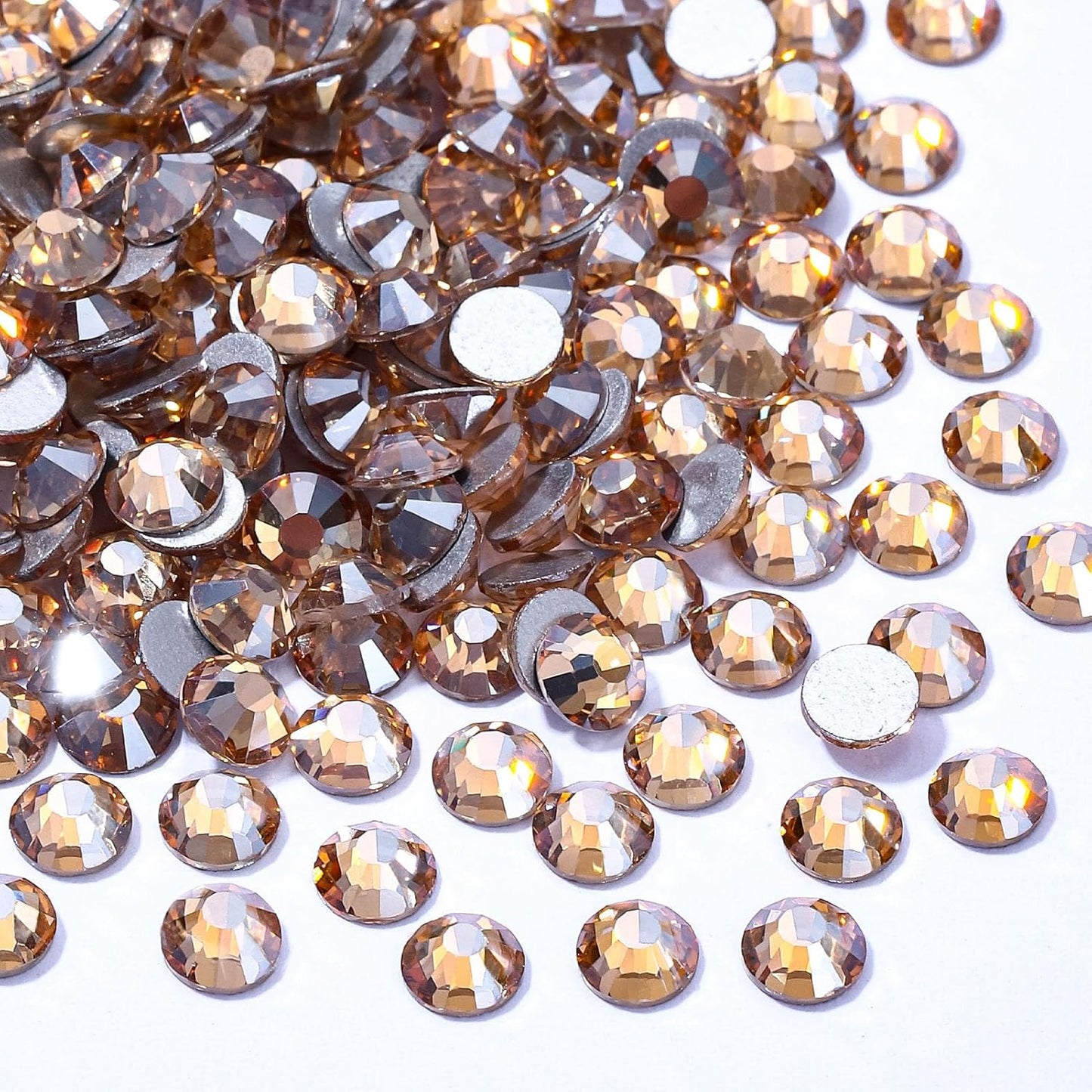Gold Shadow Flatback Rhinestones, Glass Rhinestones for Nail Art and Craft, Glue Fix, Loose Crystal Gemstones(Gold Shadow, SS20, 1440pcs, 4.6-4.8mm)