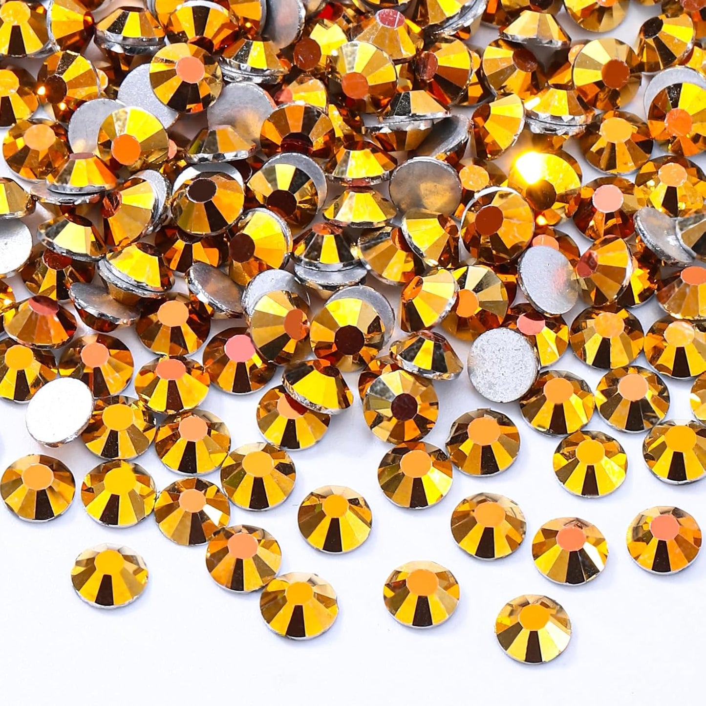 Gold Flatback Rhinestones, Glass Rhinestones for Nail Art and Craft, Glue Fix, Loose Crystal Gemstones(Gold, SS12, 2880pcs, 2.9-3.0mm)