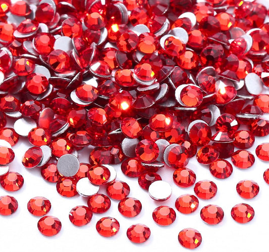 Red Flatback Rhinestones, Glass Rhinestones for Nail Art and Craft, Glue Fix, Loose Crystal Gemstones(Red, SS10, 2880pcs, 2.7-2.8mm)