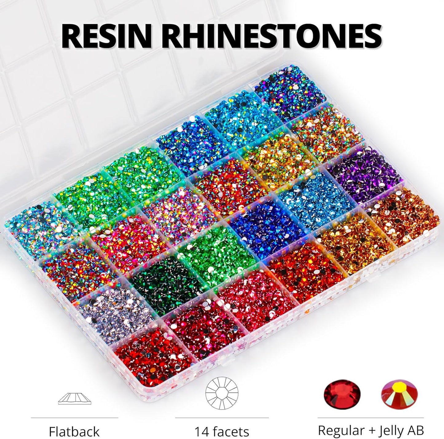 30000Pcs Resin Rainbow Colorful Rhinestones for Crafting Bedazzling, Assorted Color 3mm Flatback Bulk Gems for Crafts Clothing Shoes Fabric Nails, Flat Back Small ab Crystal with 3Pcs 10ml b7000 Glue